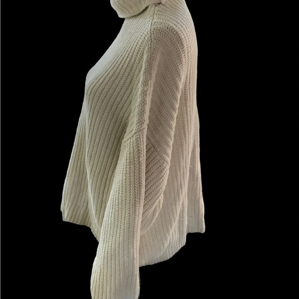 Free People Oversized Cream Cable Knit Cowl Neck Sweater Small